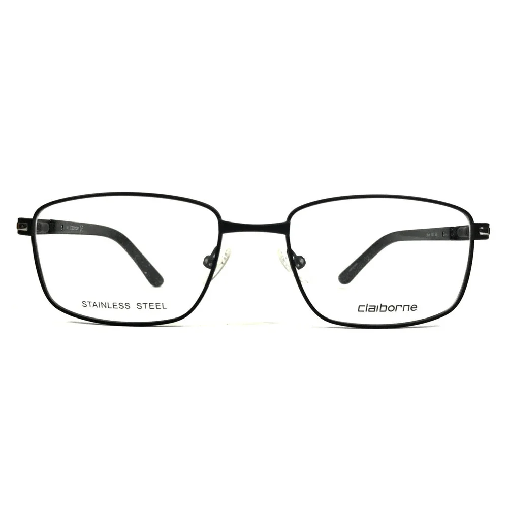 Claiborne Eyeglasses Frames CB241 003 Matte Black Rectangle Wire Rim 53-18-140